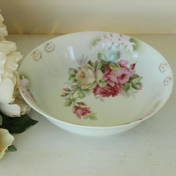 Vintage 1920s 1930s Serving Bowl, Welmar Germany Rose Pattern Fruit Bowl - Picture 1 of 10